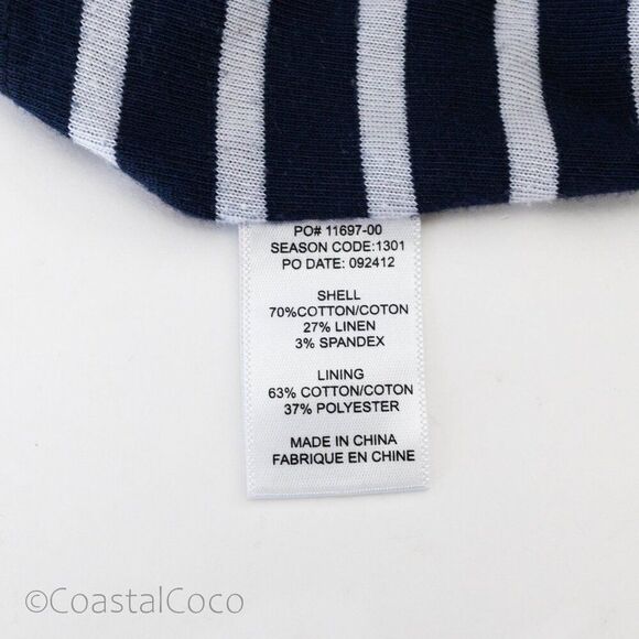 Splendid Navy Hooded Denim Jacket Striped zip-up M, Casual Coastal Preppy - Picture 6 of 9